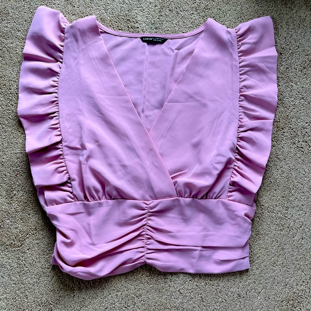 Pink Ruffle Blouse from Shein.